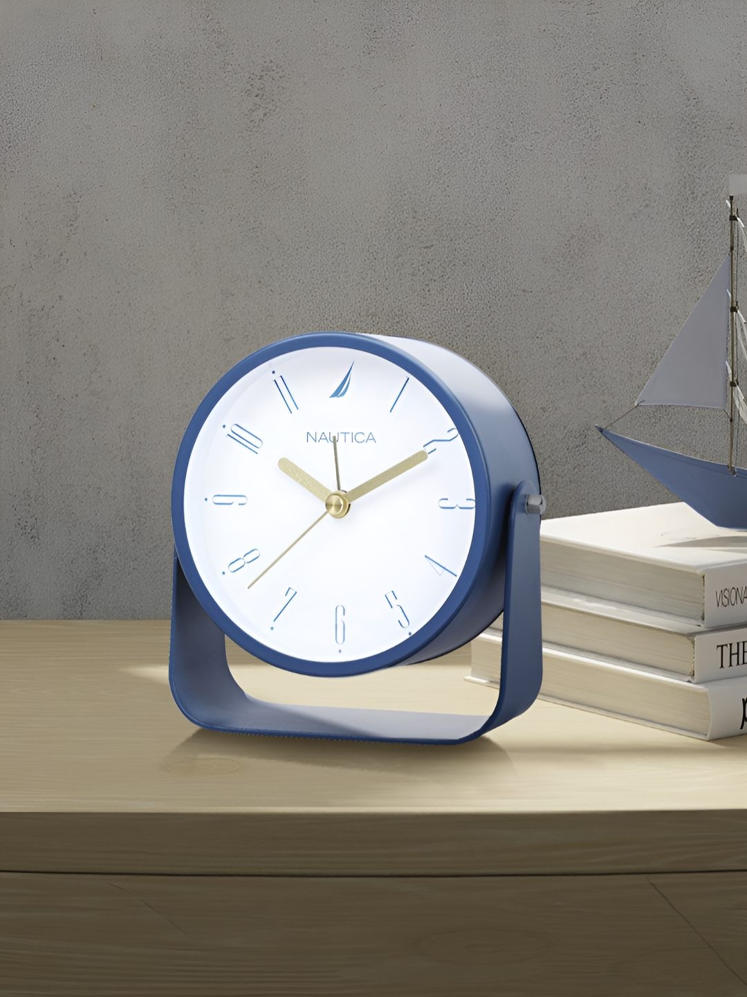 

Nautica Navy Blue & White Round Contemporary Alarm Clock