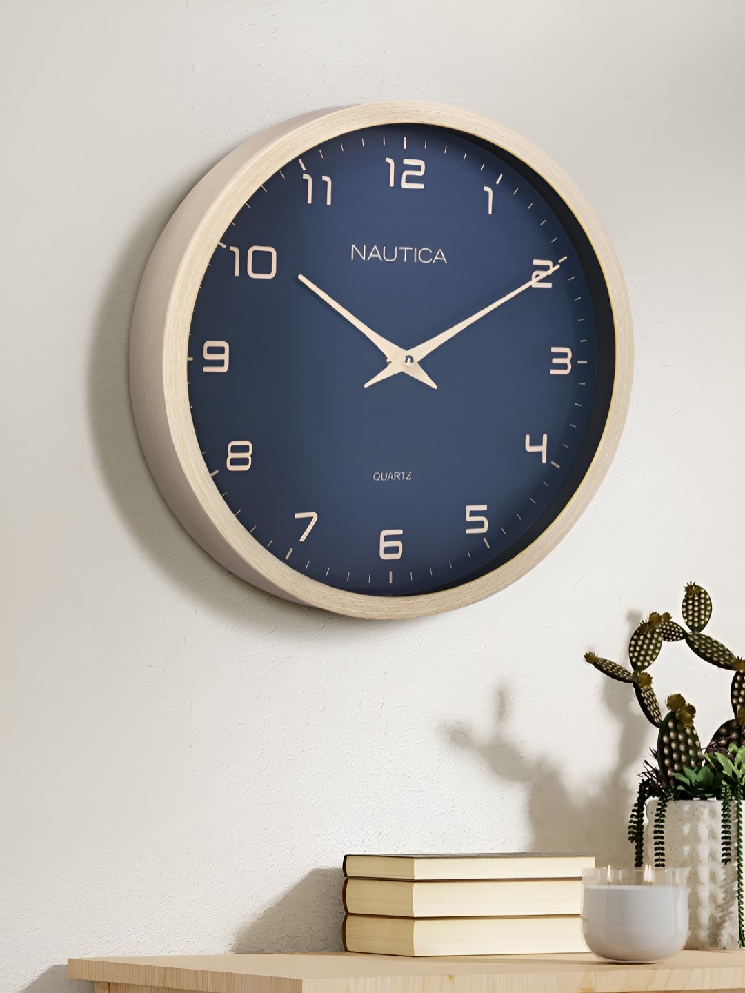 

Nautica Pink & Navy Blue Wooden Finish Modern Wall Clock & Quartz Silent Sweep Technology