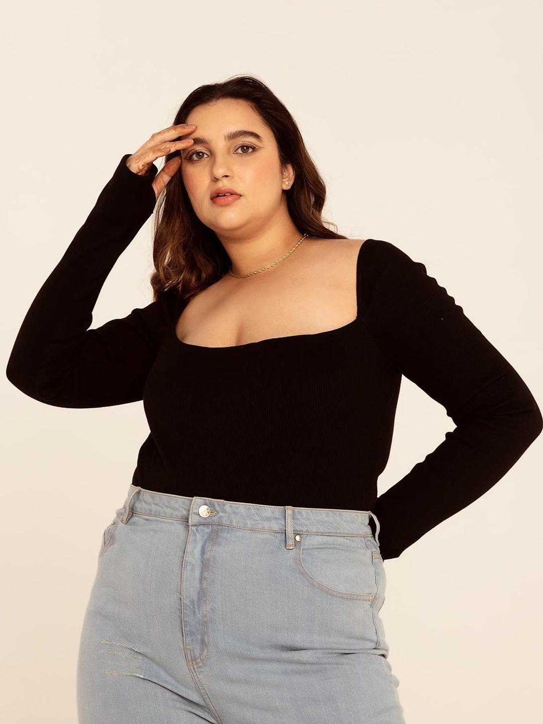 

Lea Clothing Co. Square Neck Bodysuit, Black