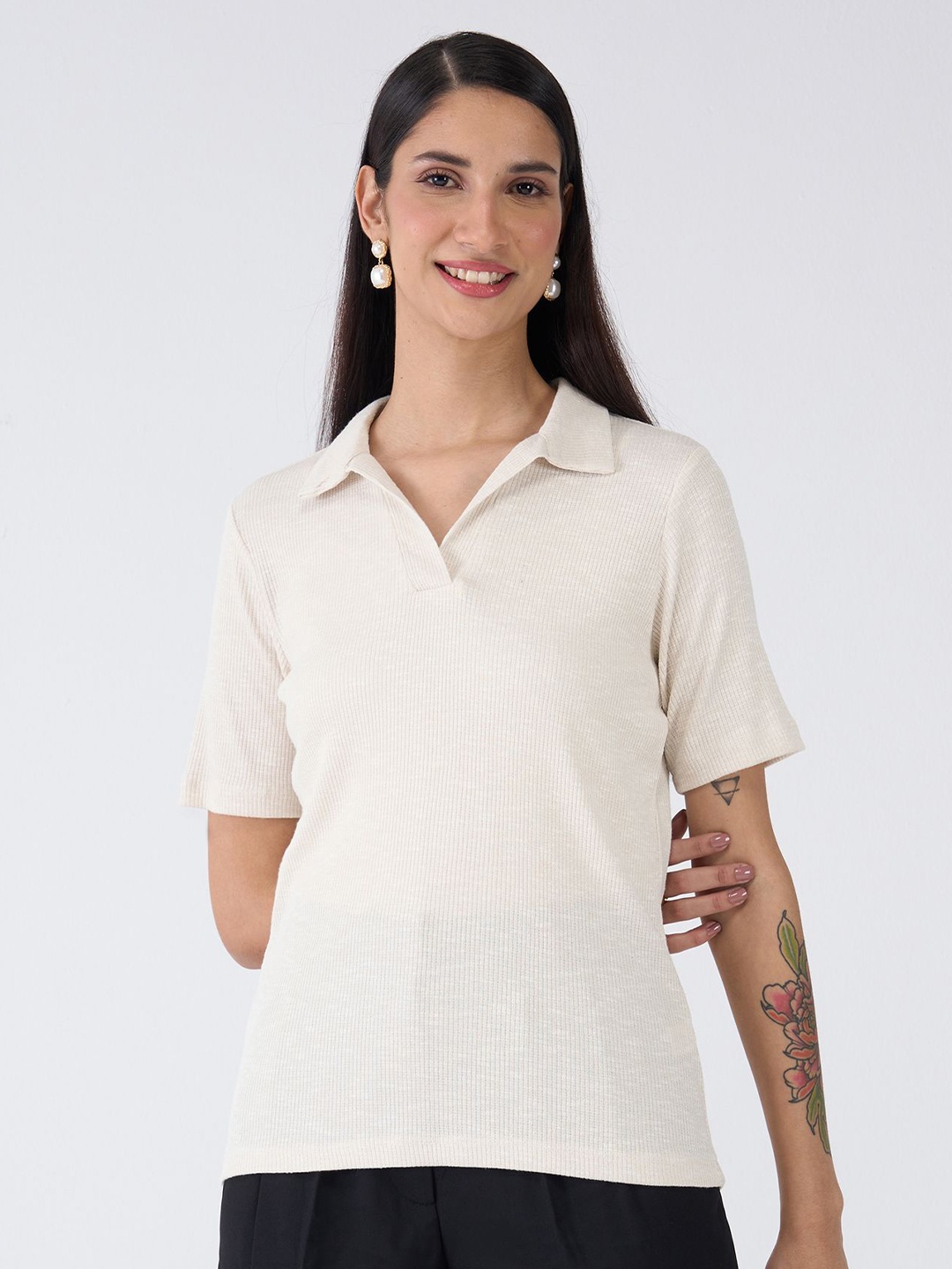 

SALT ATTIRE Shirt Style Top, White