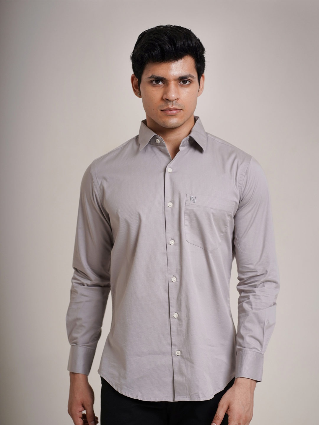 

HONNETE Men Solid Cotton Opaque Casual Shirt, Grey
