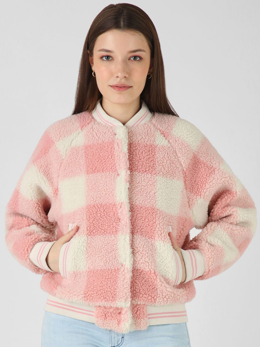 

Wrangler Women Checked Lightweight Crop Tailored Jacket, Pink