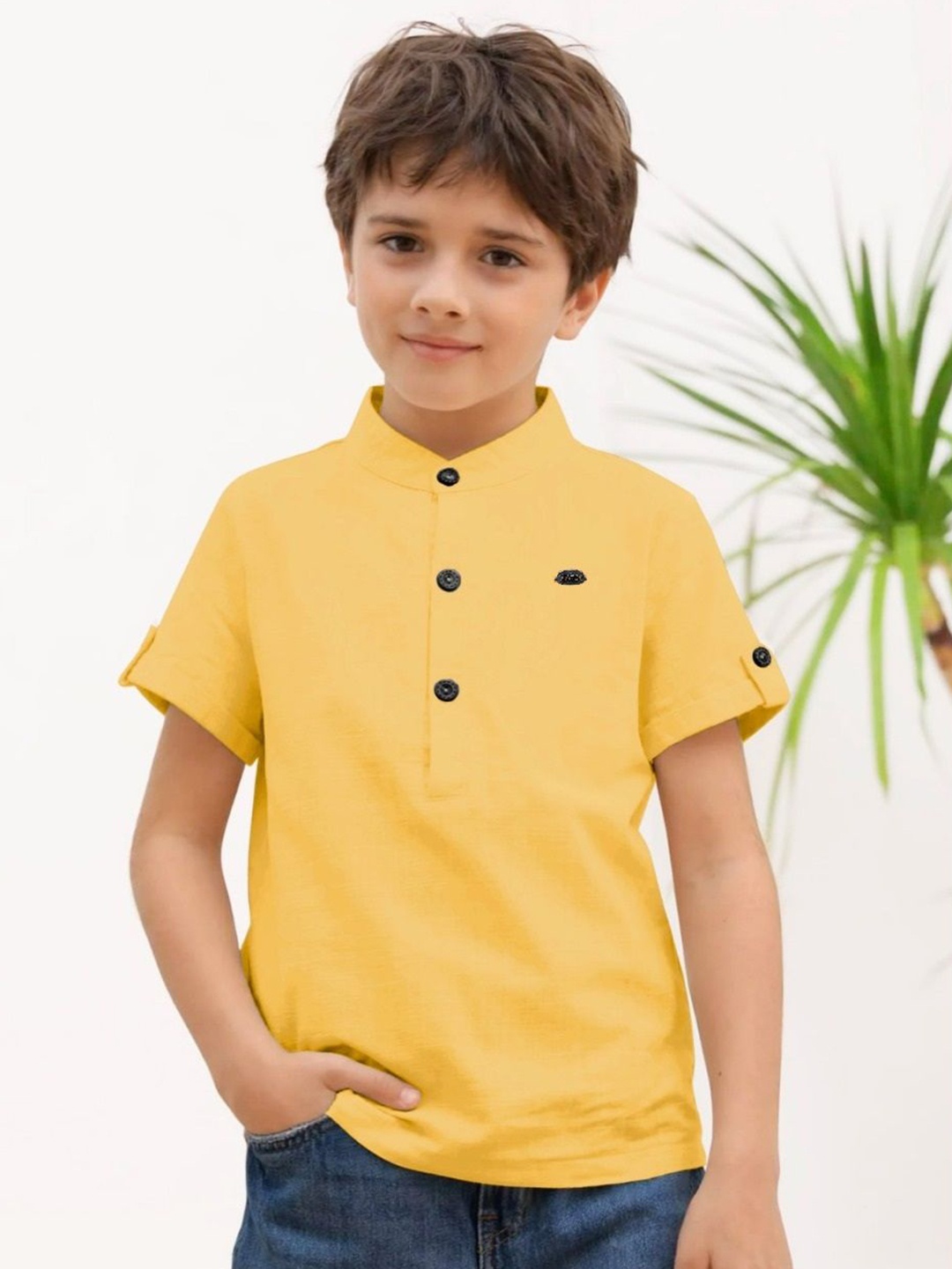 

BAESD Boys Original Mandarin Collar Formal Shirt, Yellow