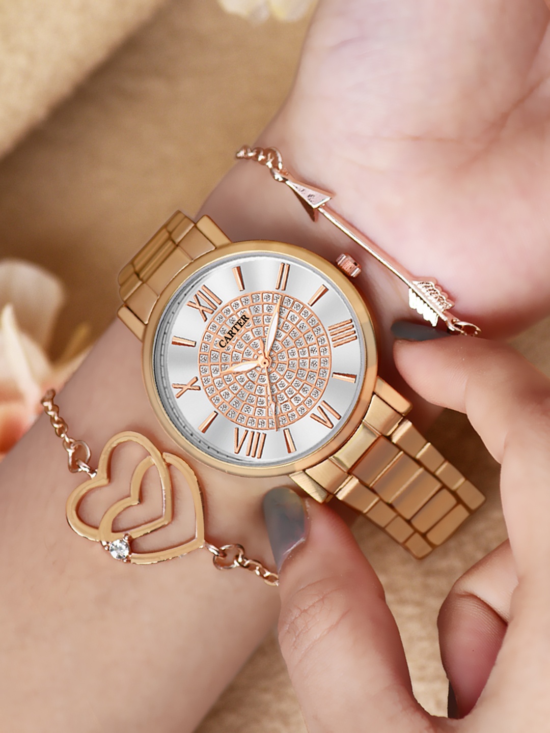 

Sandy D Carter Women Set Of 2 Watch Gift Set, Rose gold