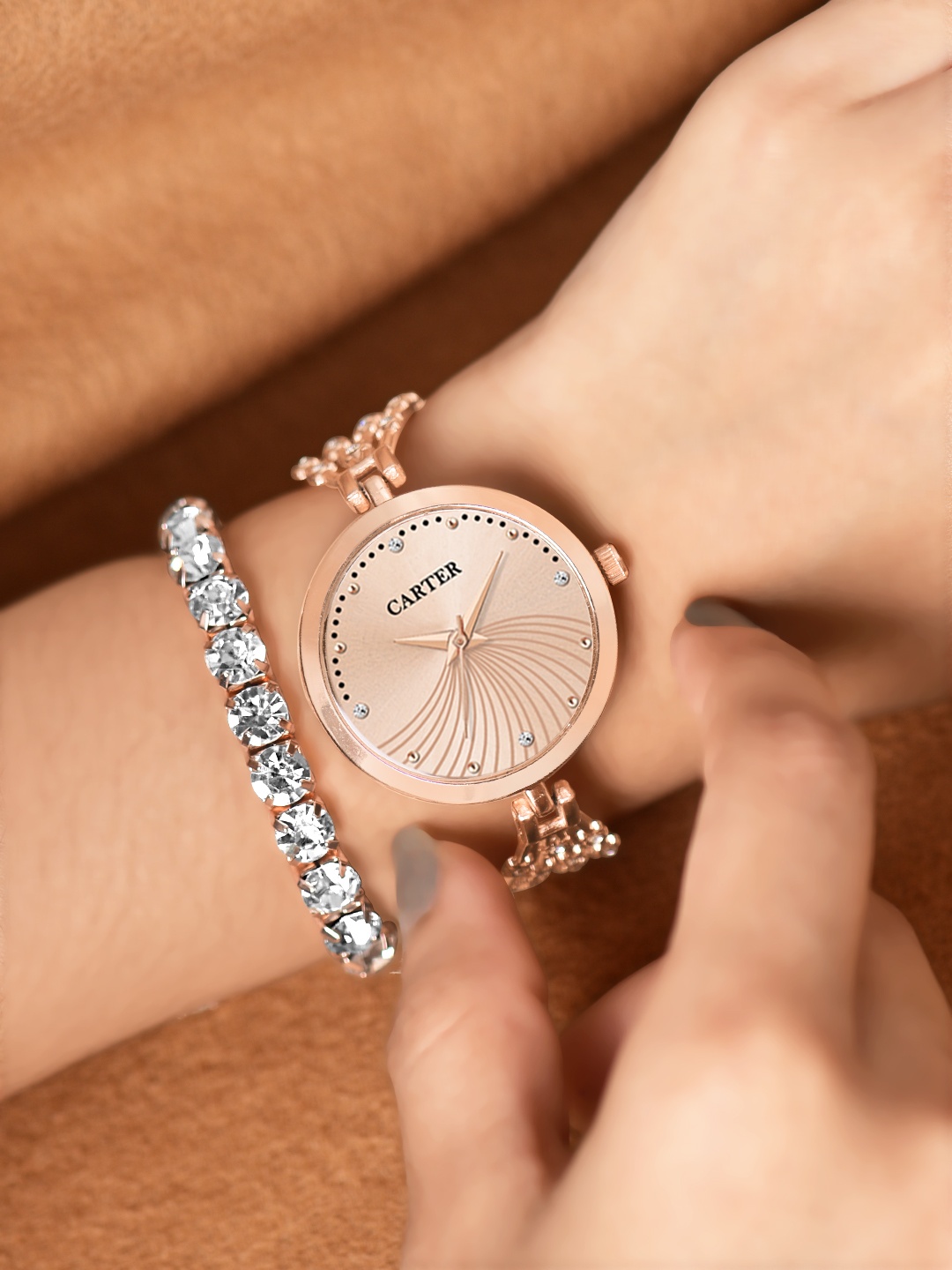 

Sandy D Carter Set Of 2 Watch Gift Set, Rose gold