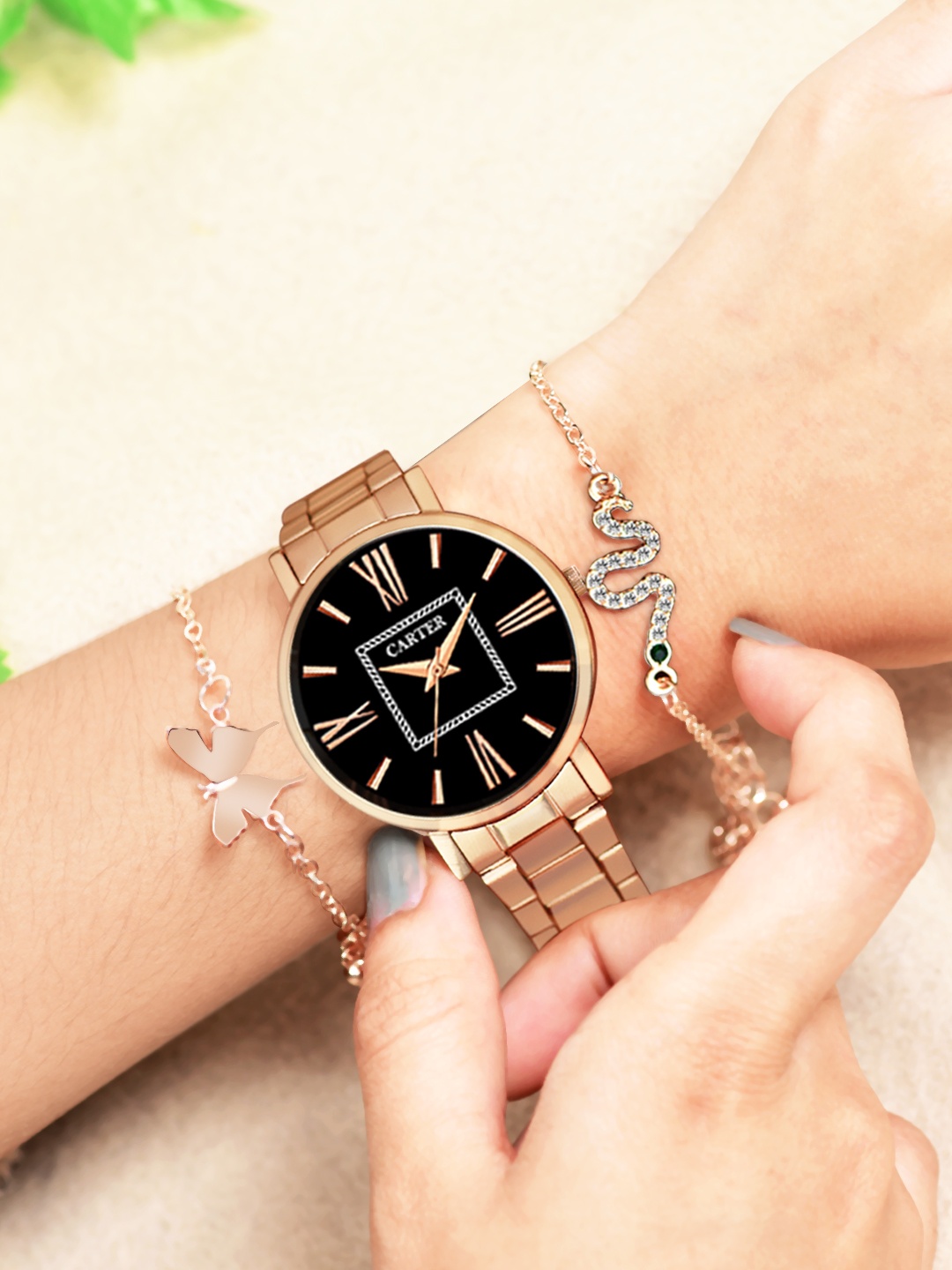 

Sandy D Carter Women Set Of 3 Watch Gift Set, Rose gold