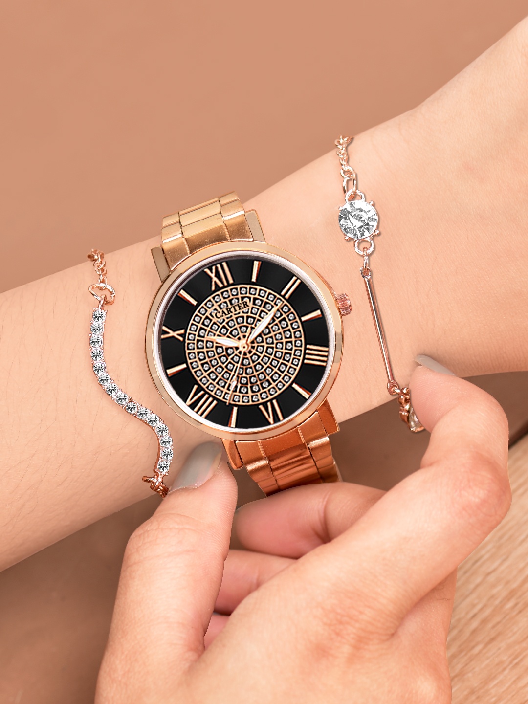 

Sandy D Carter Women Set Of 2 Watch & Jewellery Set, Rose gold