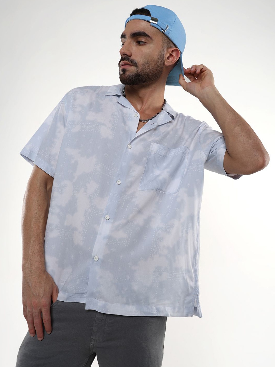 

R&B Men Comfort Printed Casual Shirt, Blue