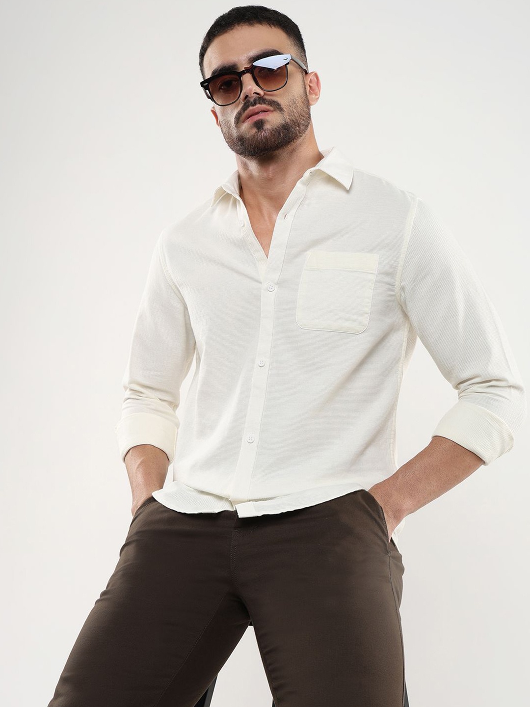 

R&B Men Modern Casual Shirt, White