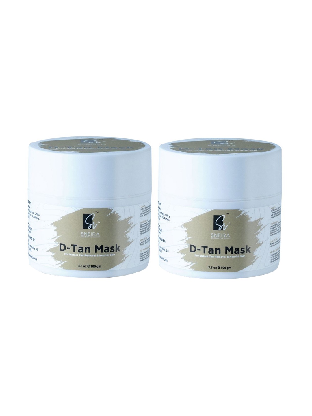 

SNEIRA Set Of 2 D-Tan Mask For Nourish Skin With Green Tea-100gm Each, White