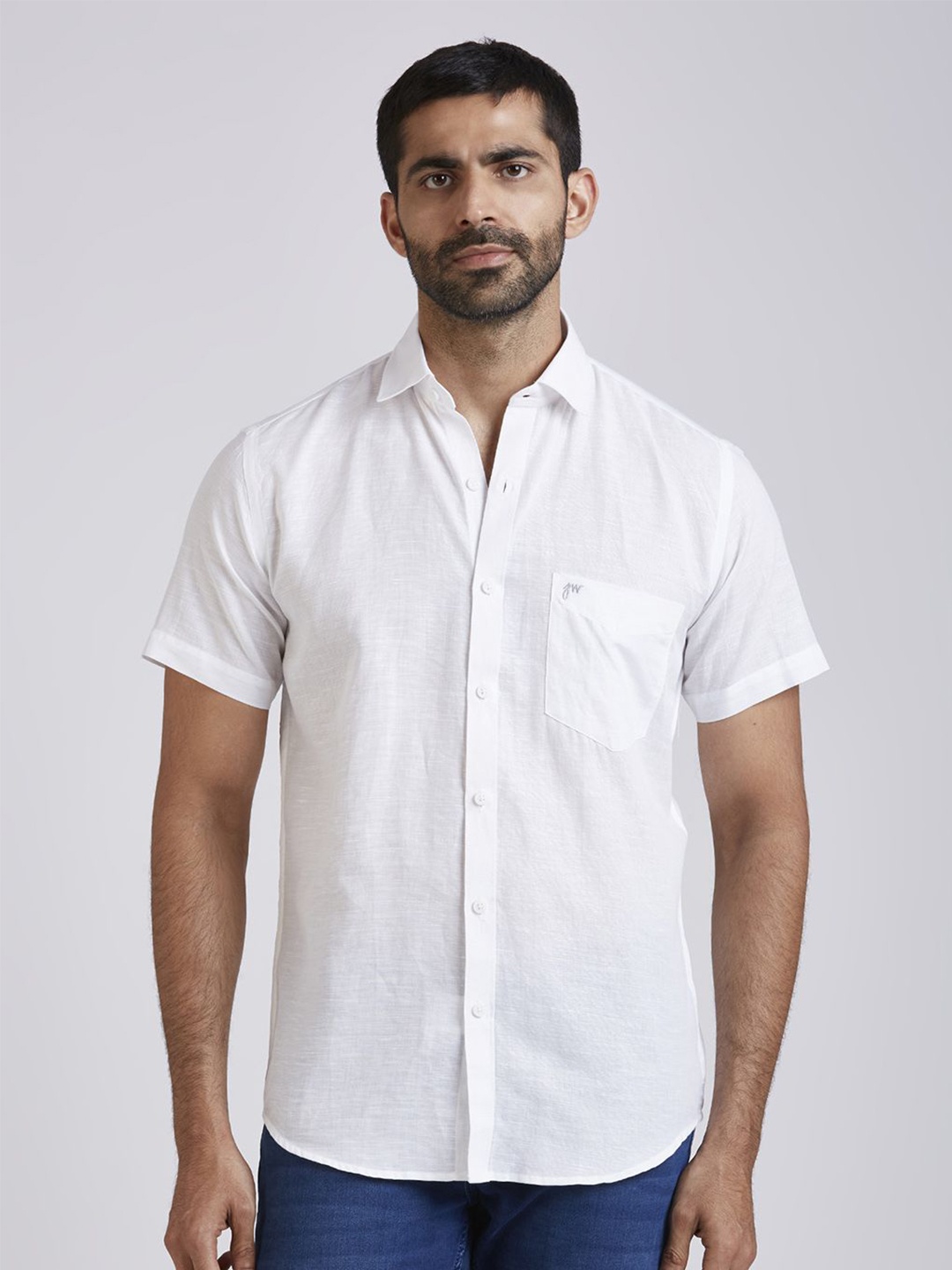

JOHN WATSON Men Solid Slim Fit Opaque Semiformal Shirt, White
