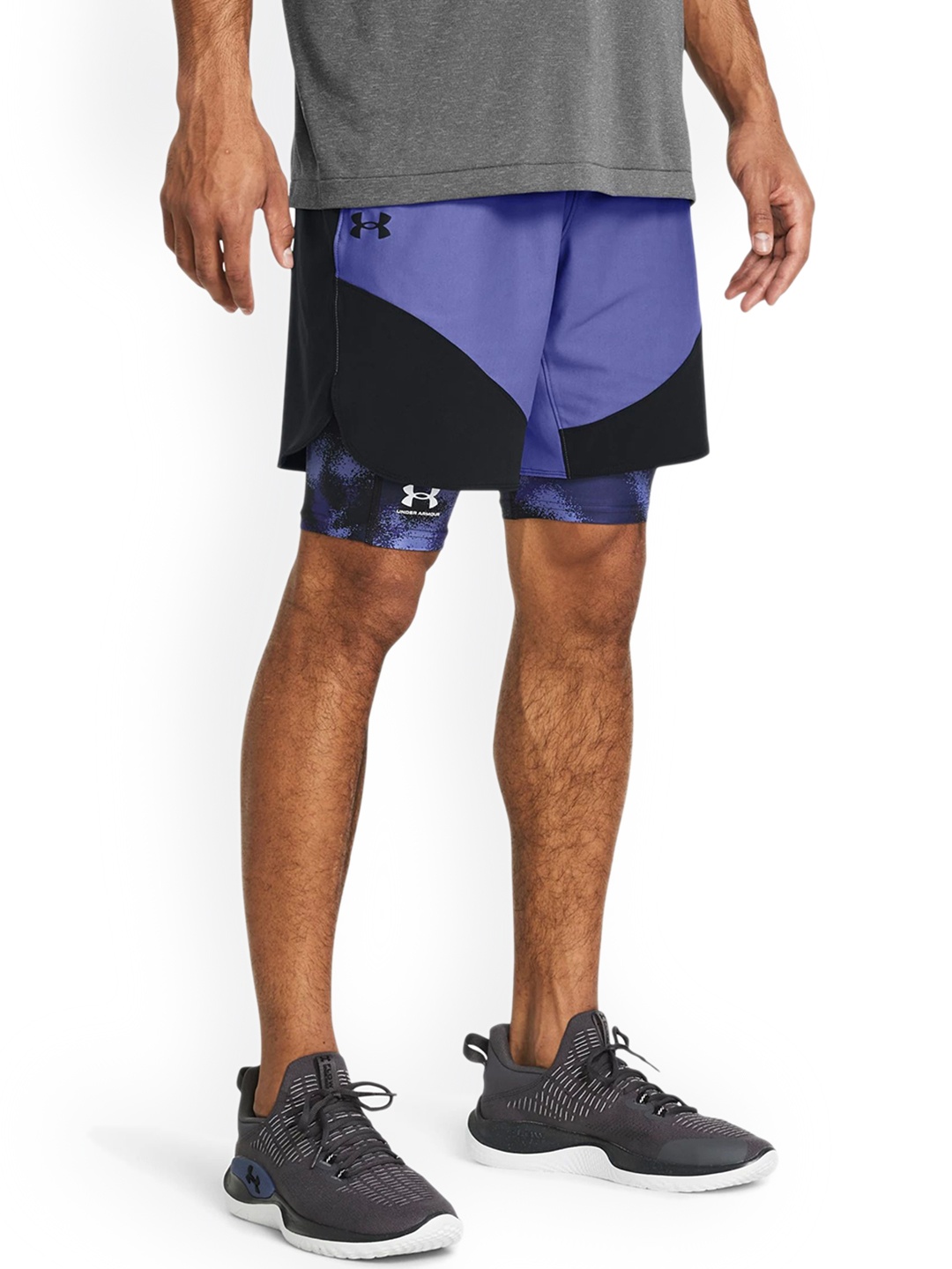 

UNDER ARMOUR Men Peak Woven Hybrid Training or Gym Sports Short, Purple