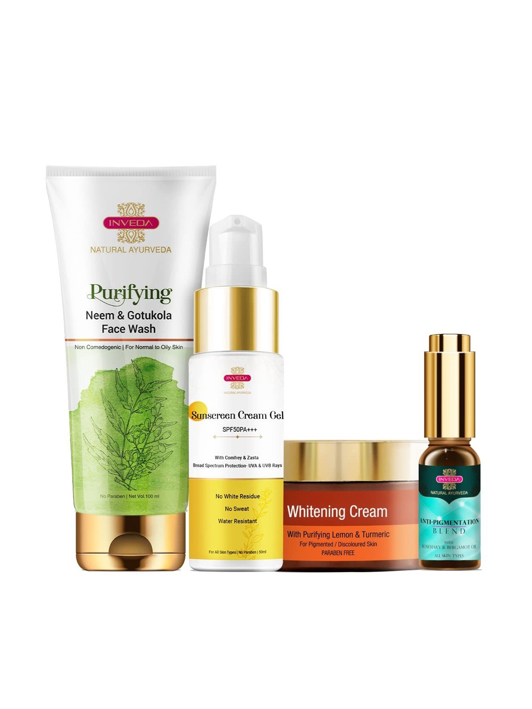 

Inveda Anti Pigmentation Skincare Kit with SPF50 Sunscreen - 210 ml, Multi