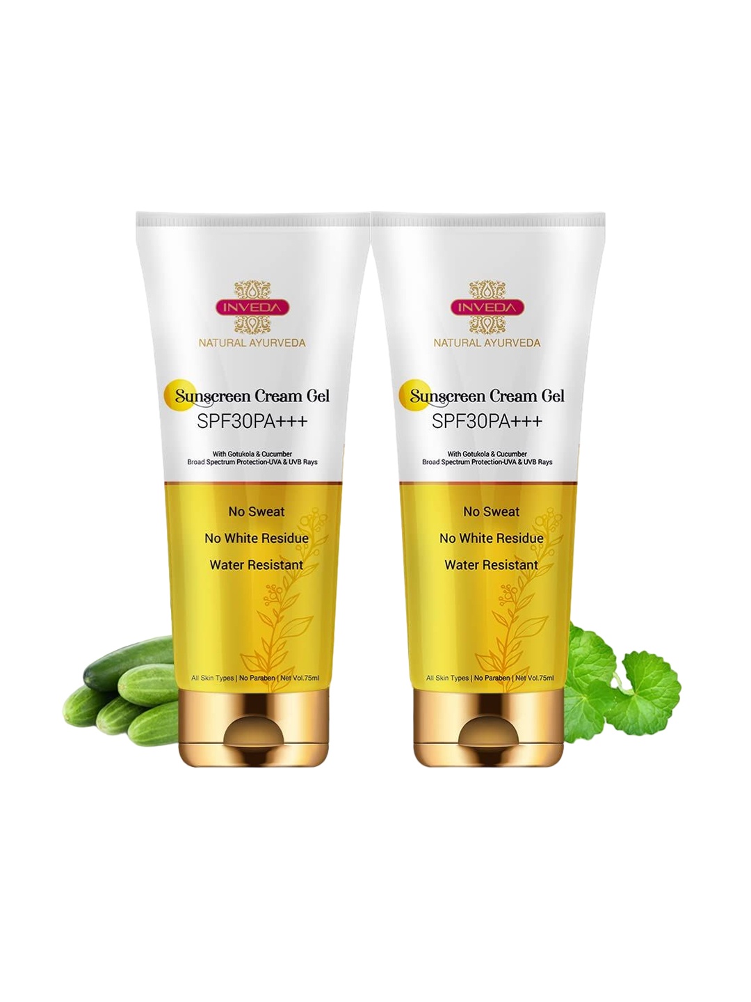 

Inveda Set Of 2 Sunscreen Cream Gel SPF 30 - 75ml Each, White