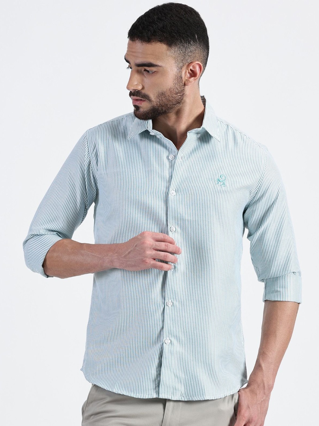 

MISCHIEF MONKEY Men Classic Tailored Fit Casual Shirt, Green