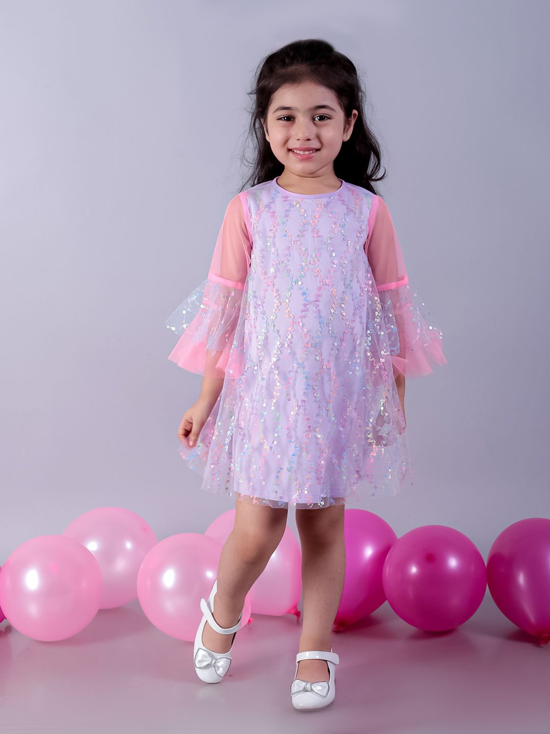 

LIL DRAMA Sequins A-Line Dress, Lavender