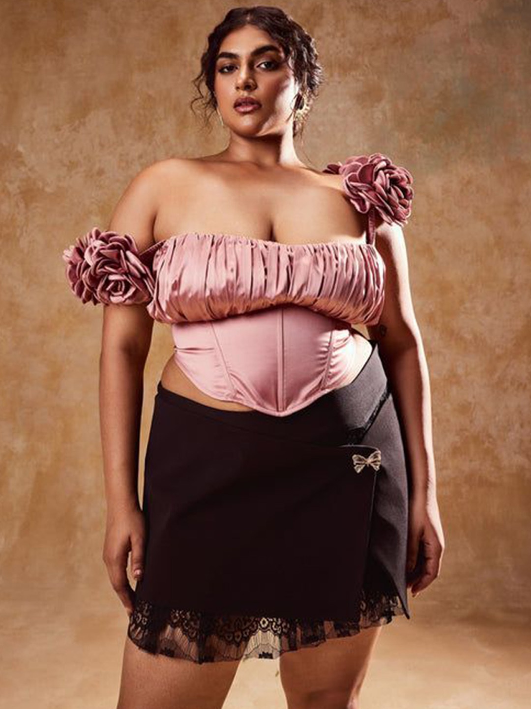 

Lea Clothing Co. Plus Size Women Off-Shoulder Corset, Mauve