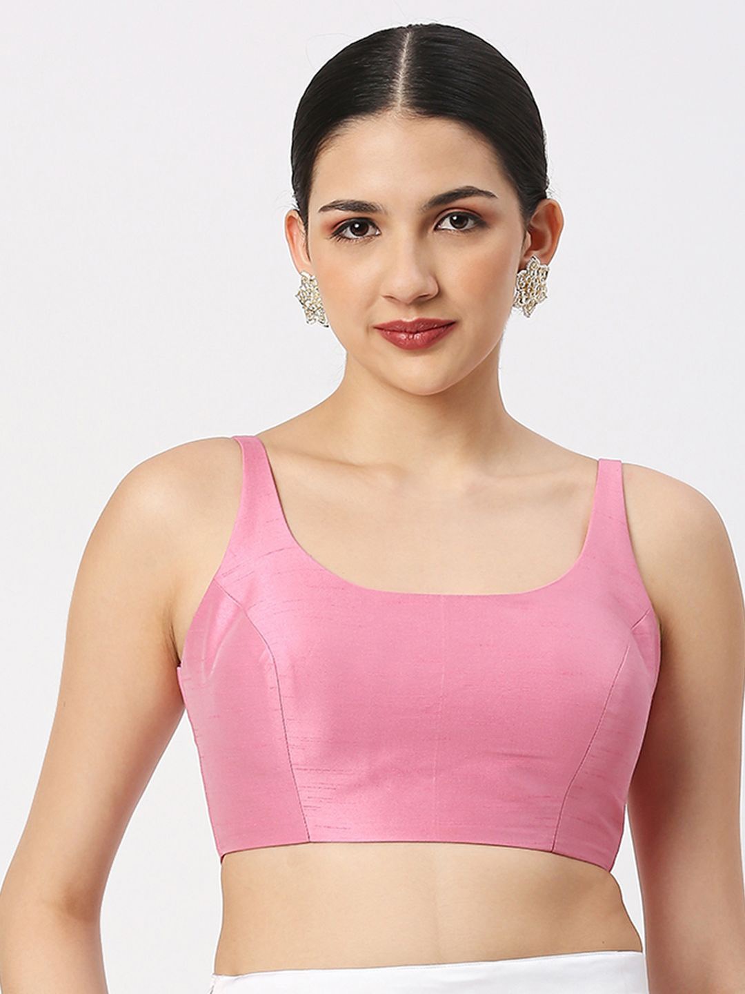 

neckbook Women Sleeveless Readymade Saree Blouse, Pink