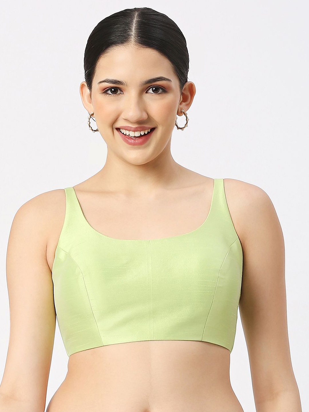 

neckbook Sleeveless Readymade Saree Blouse, Green