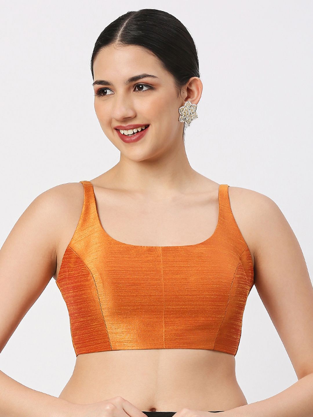 

neckbook Sleeveless Readymade Saree Blouse, Orange