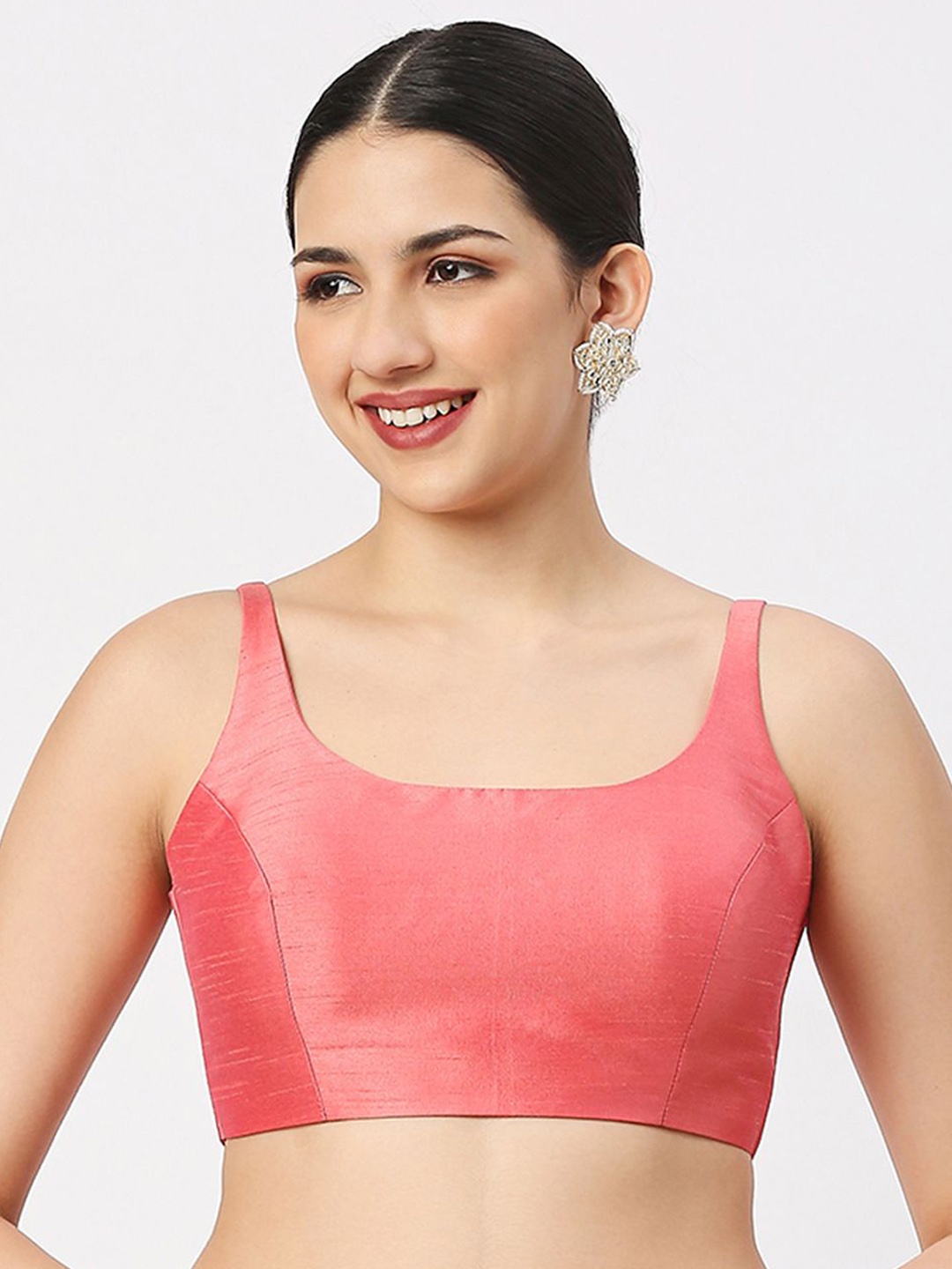 

neckbook Sleeveless Padded Saree Blouse, Peach