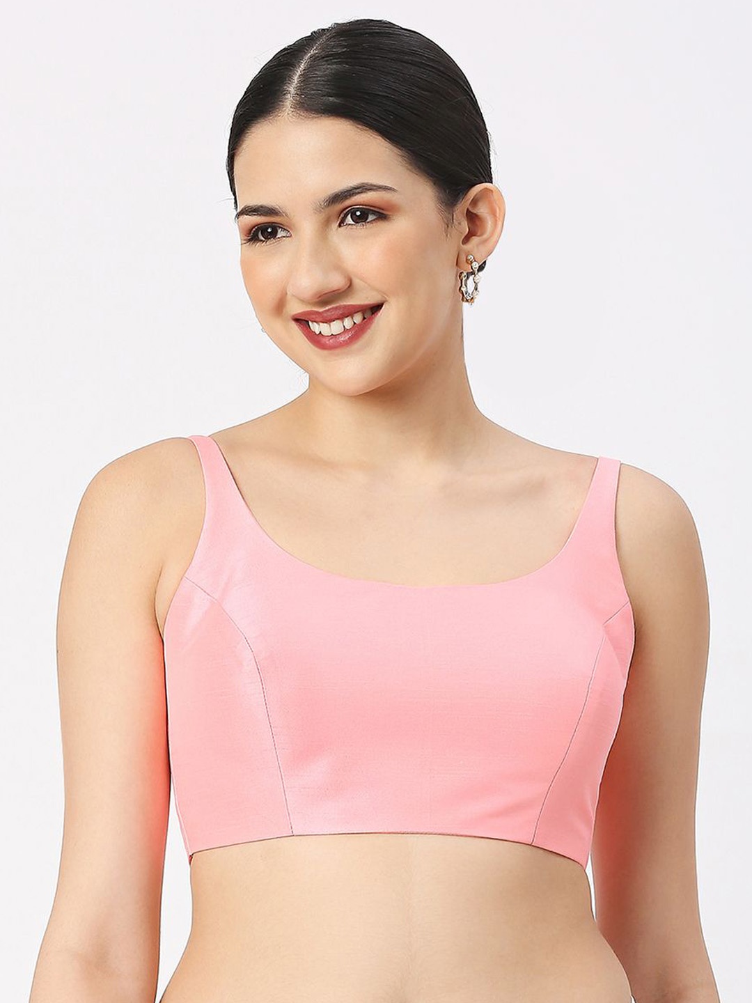 

neckbook Sleeveless Padded Readymade Saree Blouse, Pink