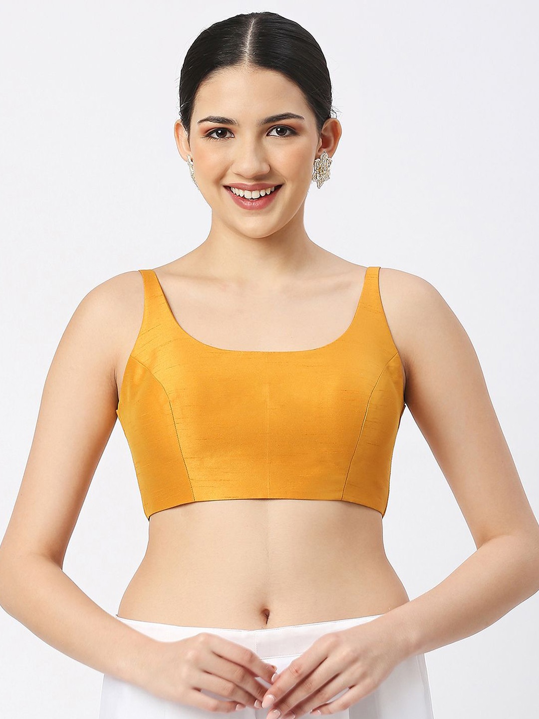 

neckbook Sleeveless Padded Saree Blouse, Mustard