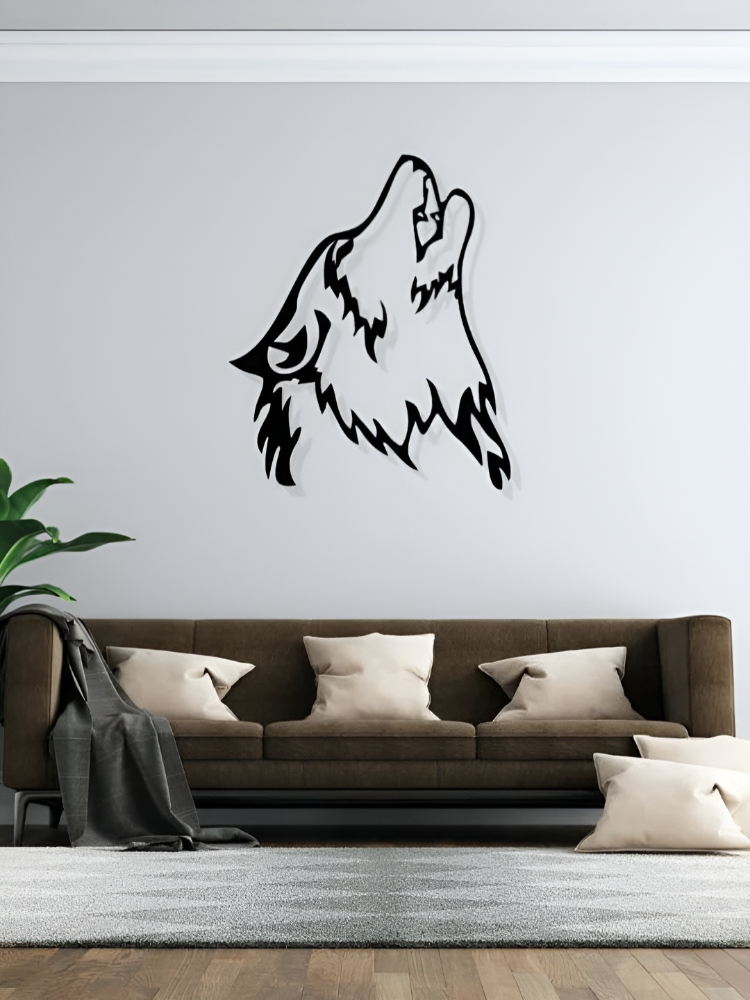 

ARTROOMS Black Wolf Face Metal Wall Decor