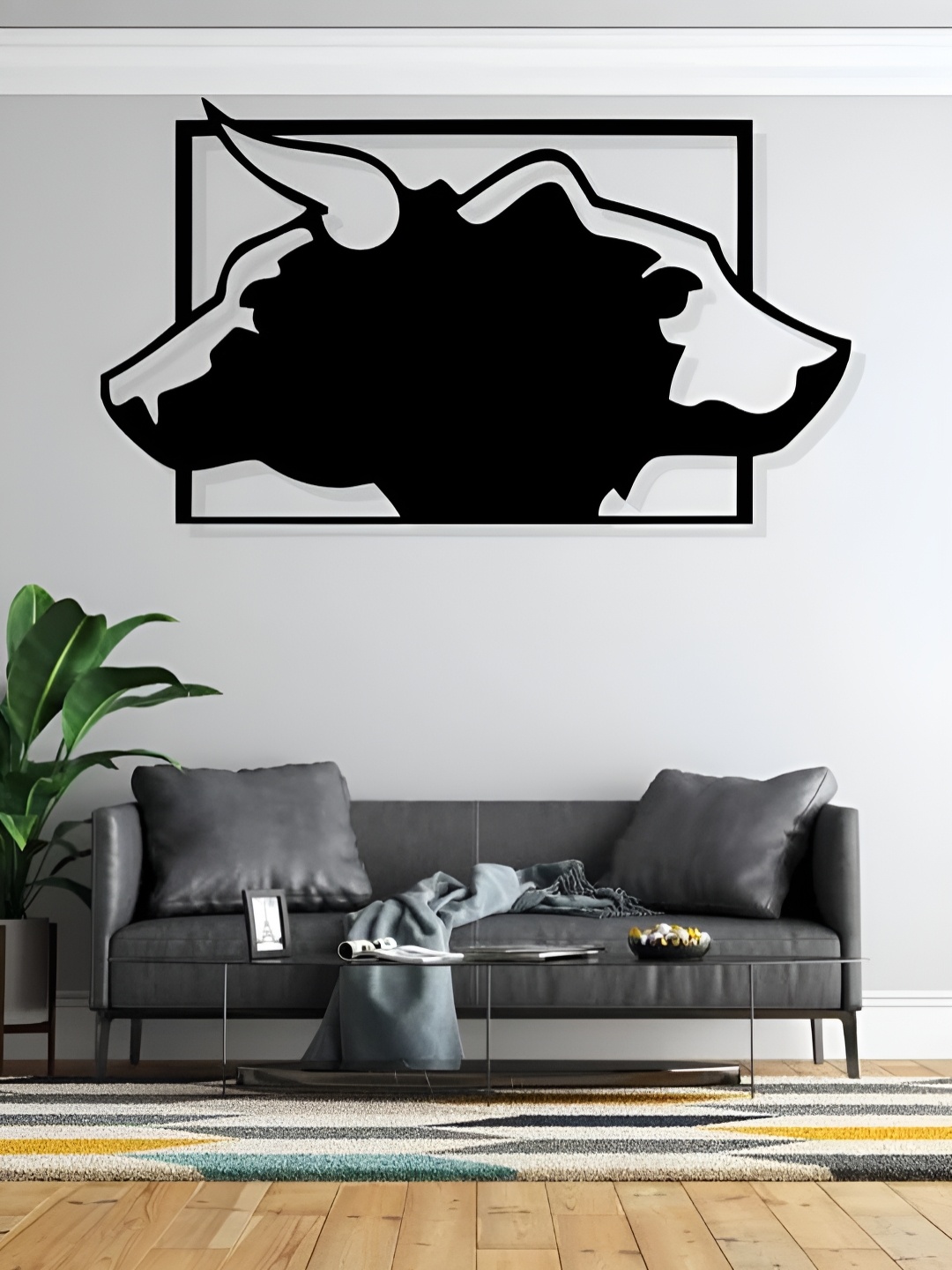 

ARTROOMS Black Bull & Bear Metal Wall Decor