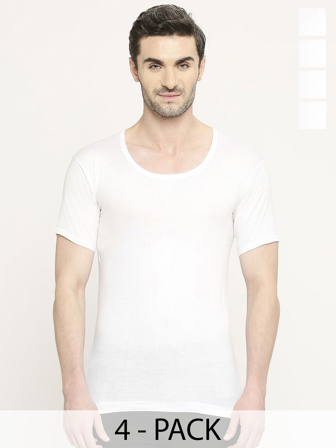 

VIP Men Pack Of 4 Short Sleeves Undershirt Innerwear Vests, White