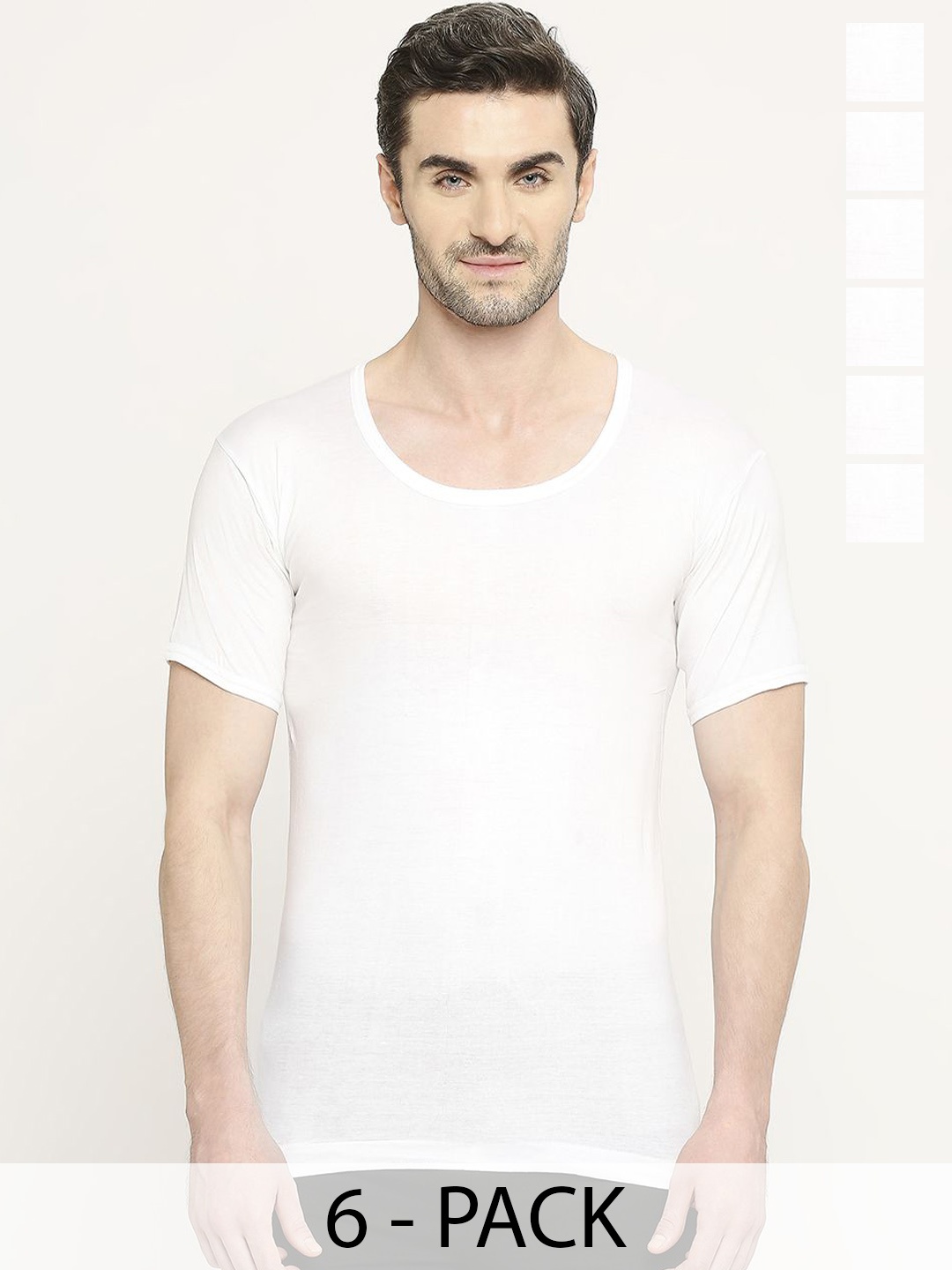 

VIP Pack Of 6 Short Sleeves Innerwear Vests, White