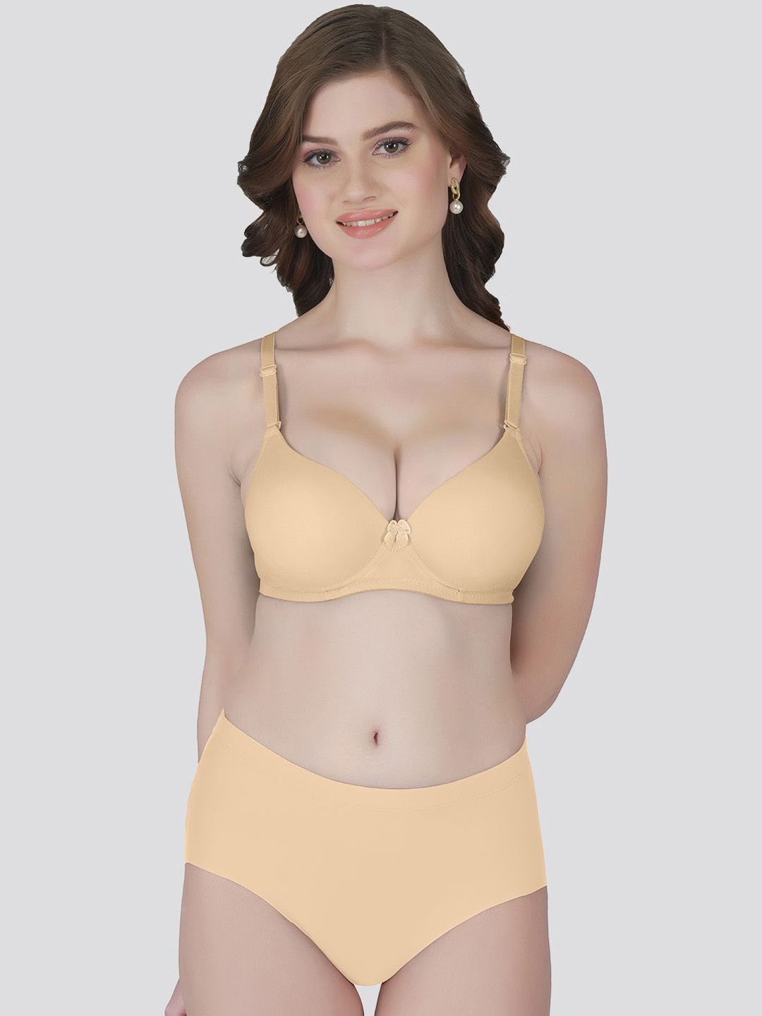 

Tweens Women Solid Mid-Rise Heavily Padded Lingerie Set TW-91035-SK-PAN-1PC, Beige