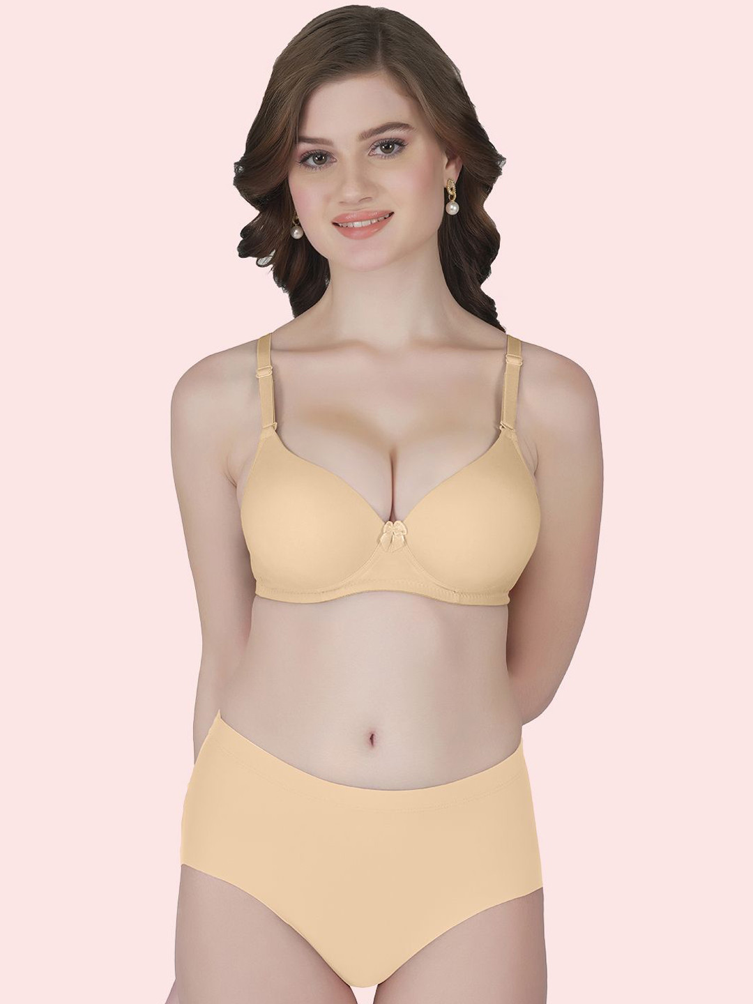 

Tweens Women Solid Mid-Rise Heavily Padded Lingerie Set TW-91035-FWN-PAN-1PC, Beige