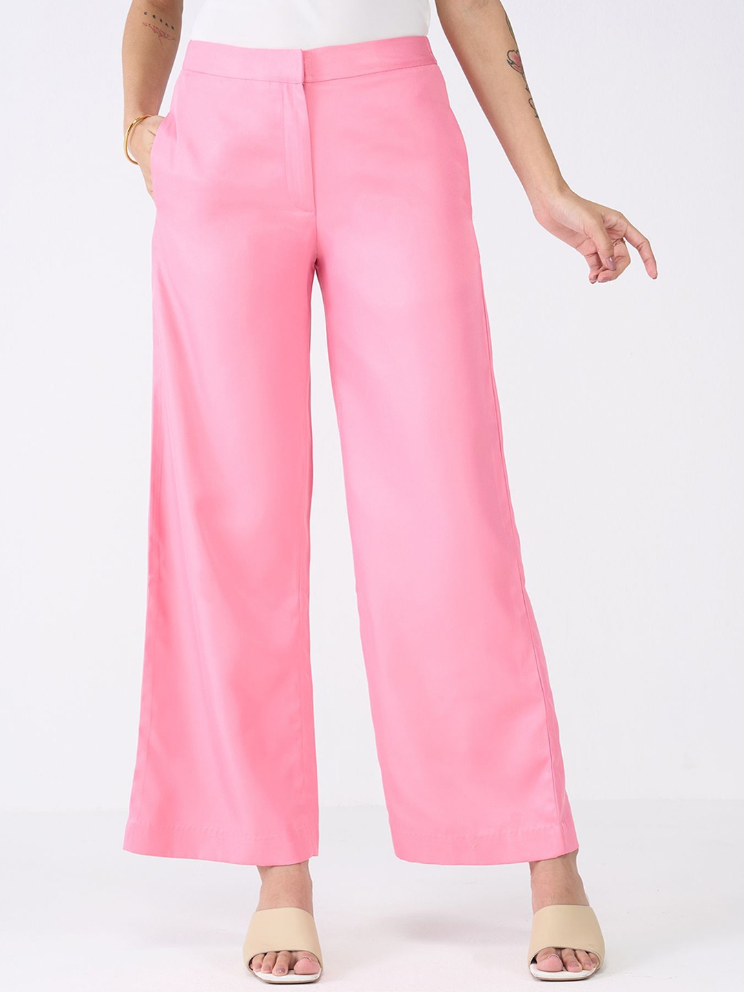 

SALT ATTIRE Women Regular Fit Smart Trousers, Pink