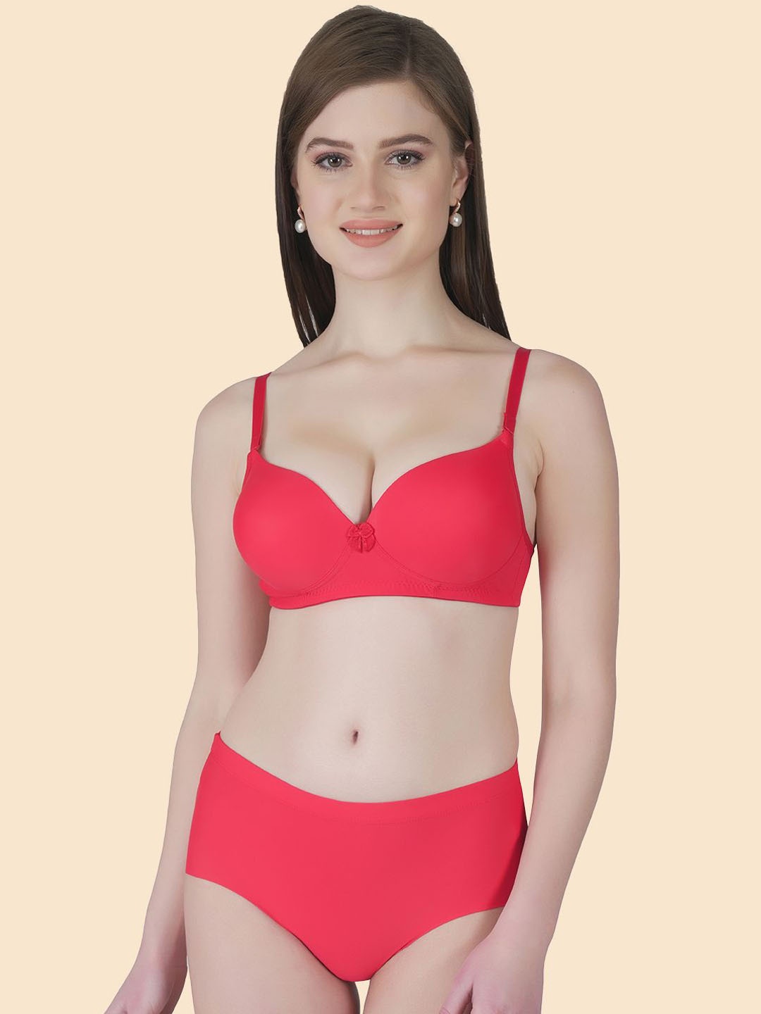 

Tweens Heavily-Padded Non-Wired Lingerie Set TW-91570-RD-PAN-1PC, Red