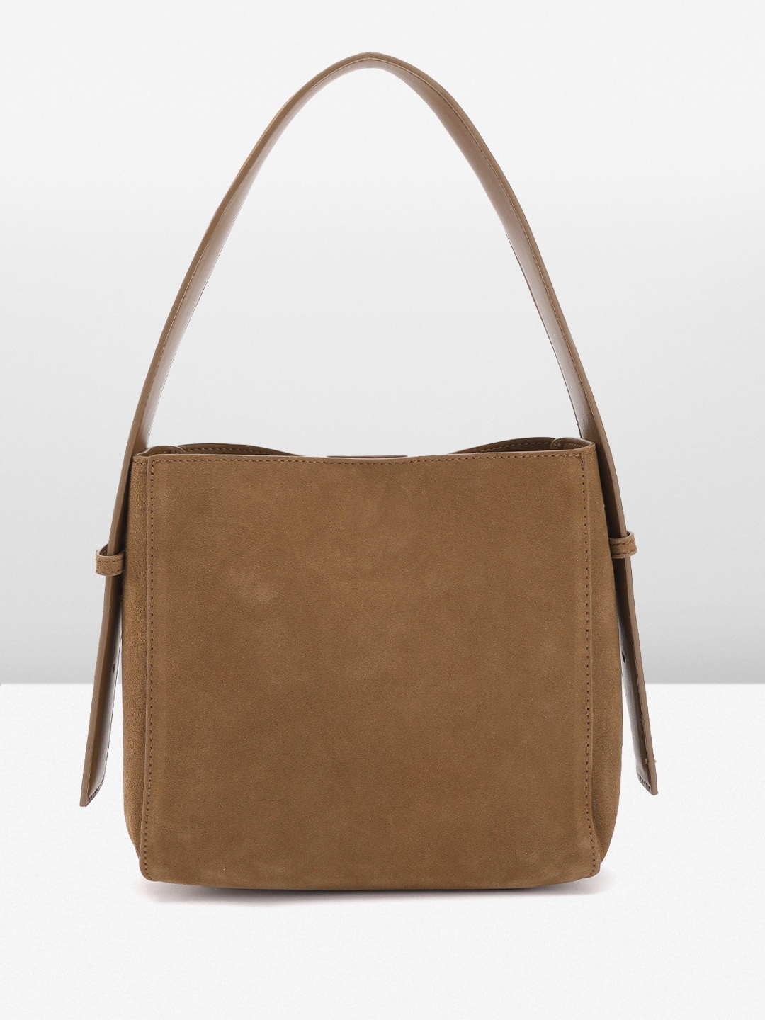

MANGO Suede Leather Shoulder Bag, Brown
