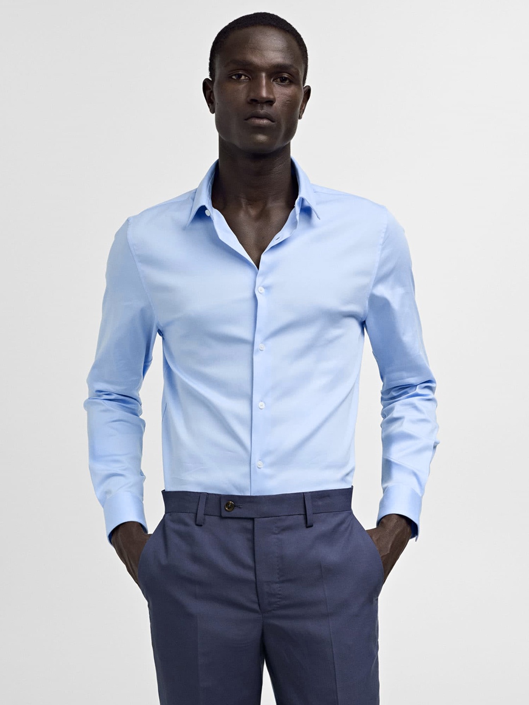 

MANGO MAN Super slim-fit Semiformal Shirt, Blue