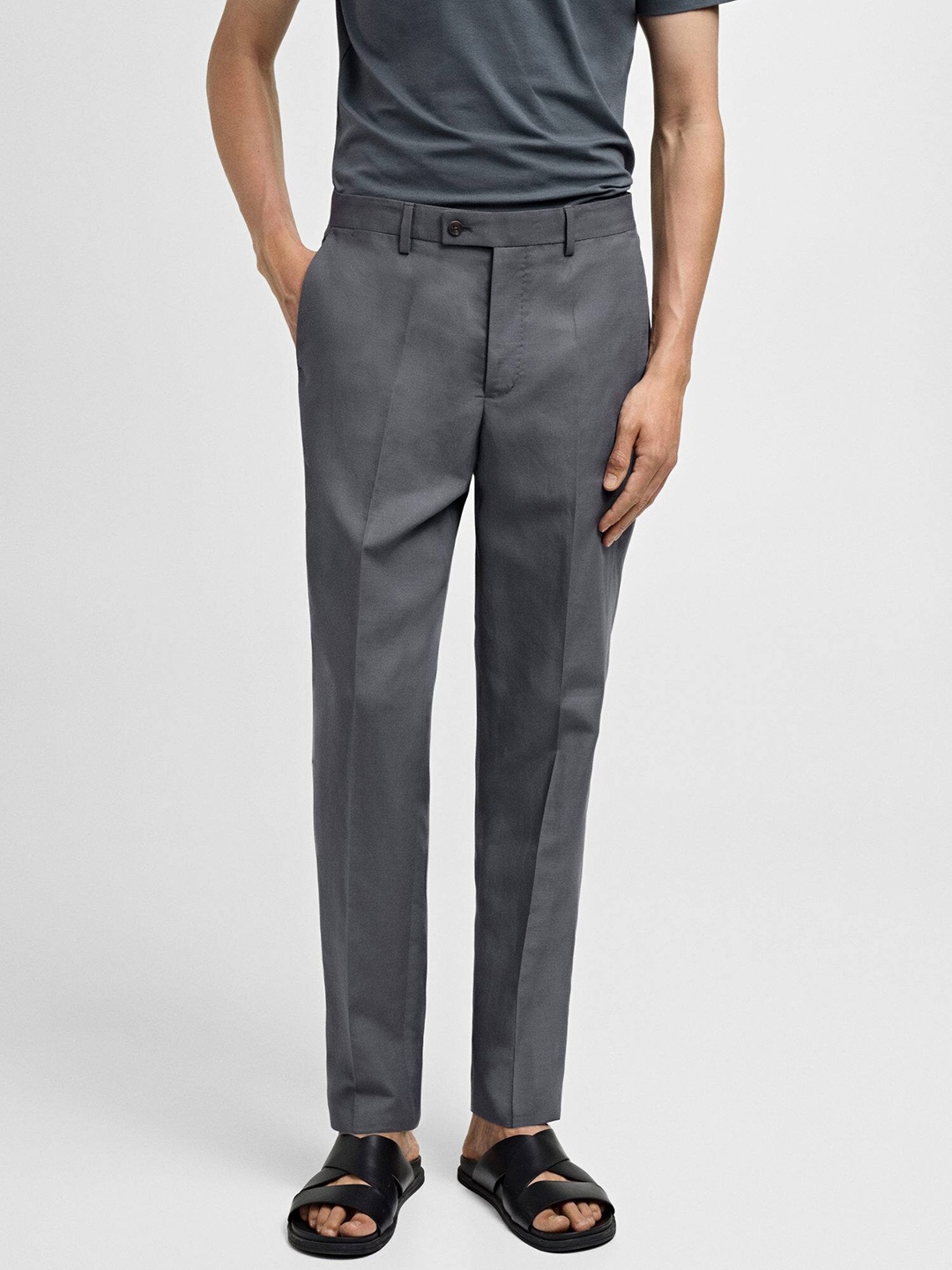 

MANGO MAN Slim Fit Formal Trousers, Grey