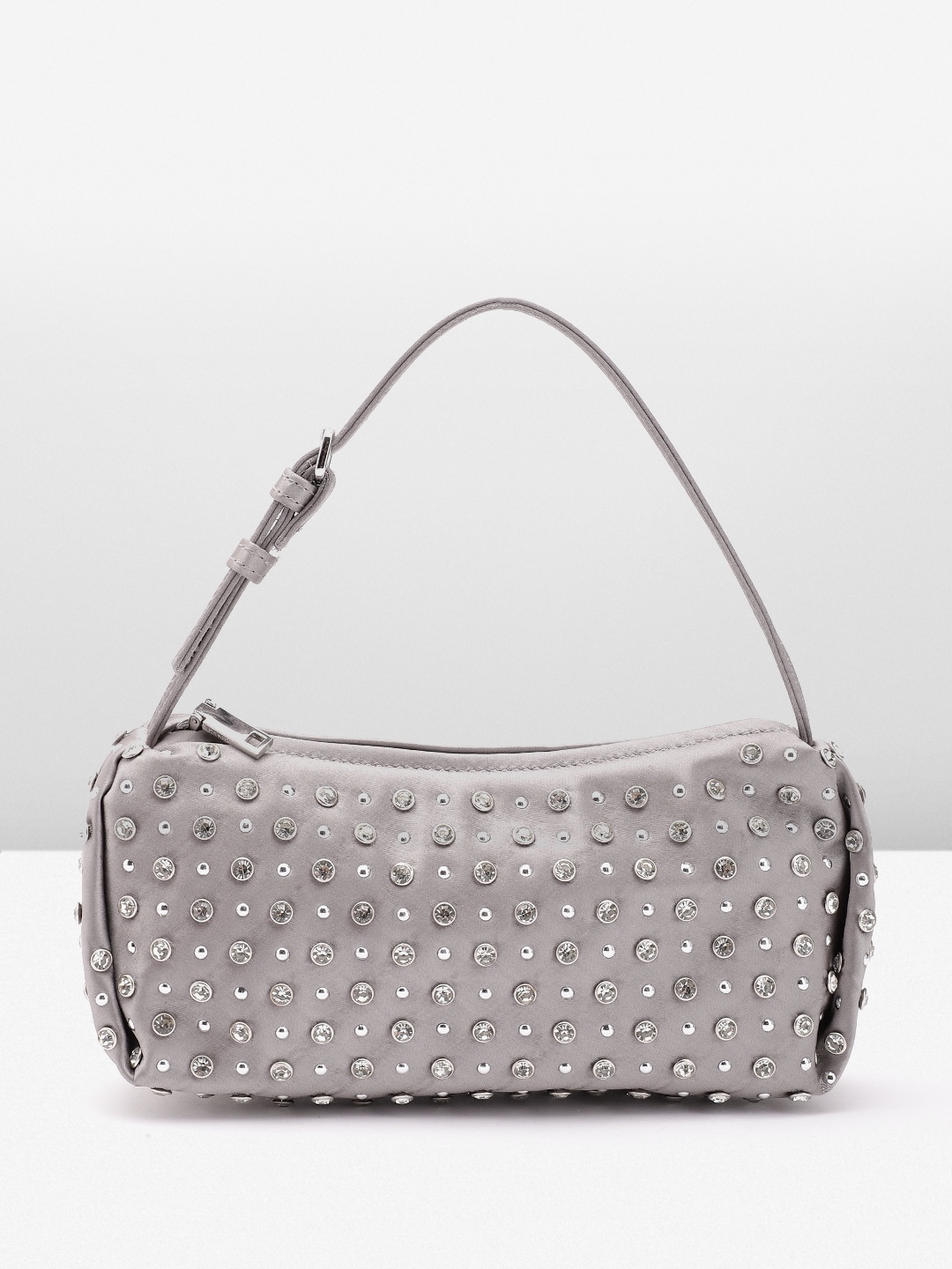 

MANGO Beaded Structured Handheld Bag, Grey
