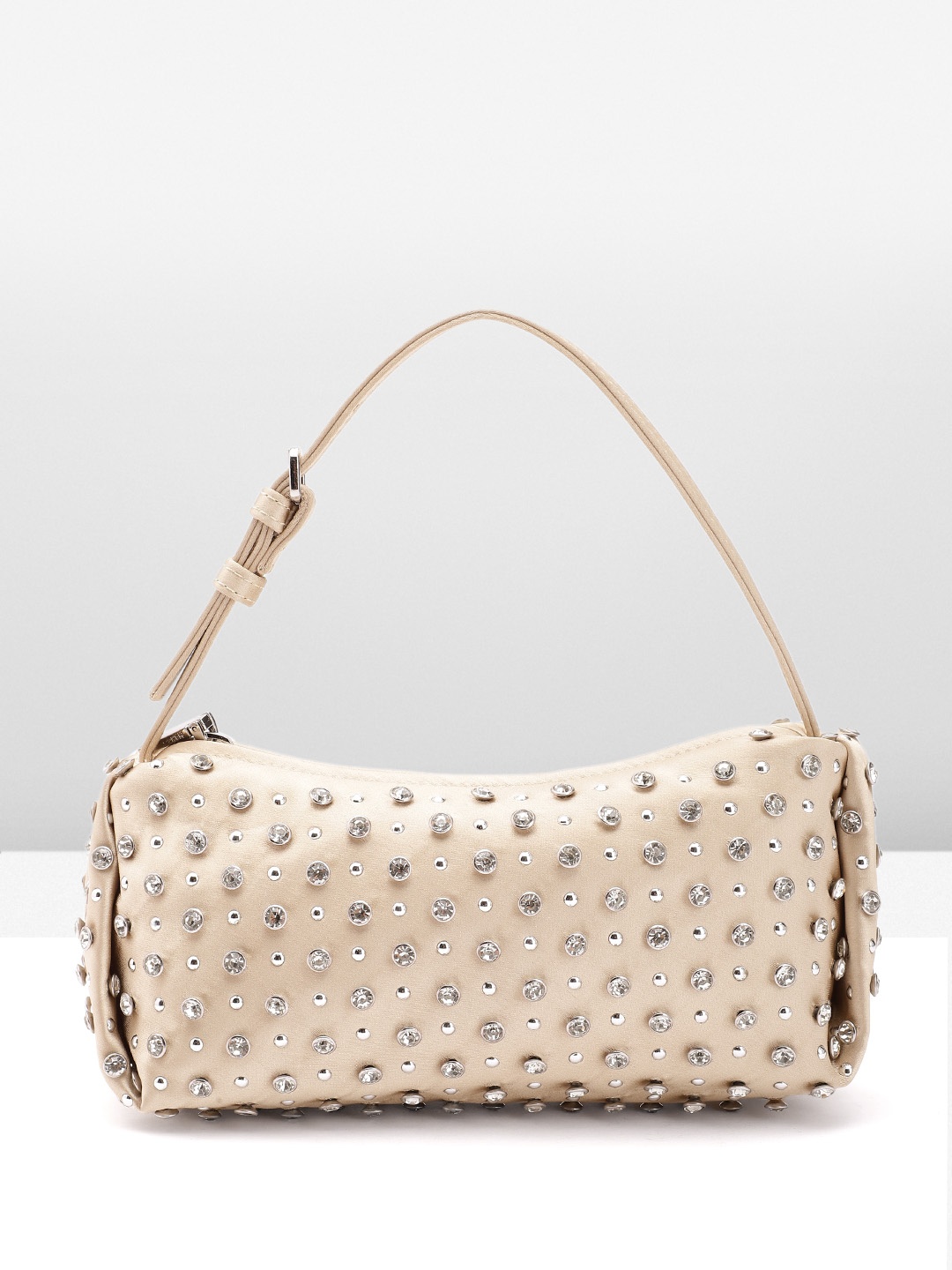 

MANGO Beaded Structured Handheld Bag, Gold