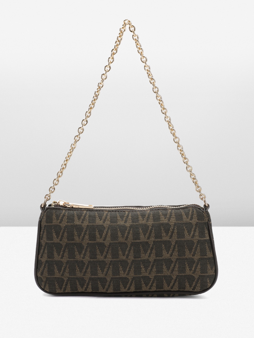 

MANGO Textured Shoulder Bag with Chain Strap, Brown