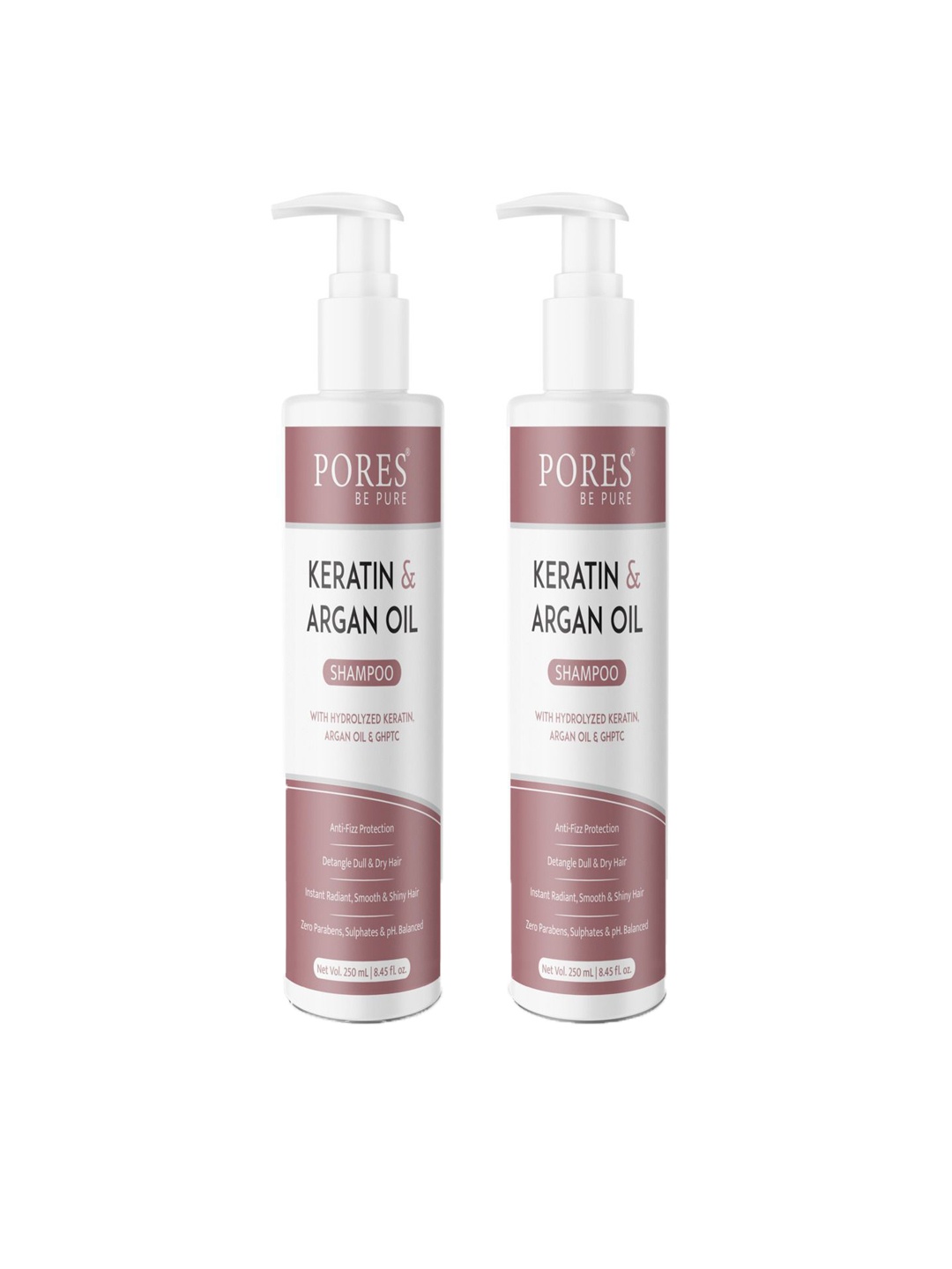 

PORES Be Pure Set Of 2 Keratin & Argan Oil For Smooth & Shiny Hair Hair Shampoo-250ml Each, White