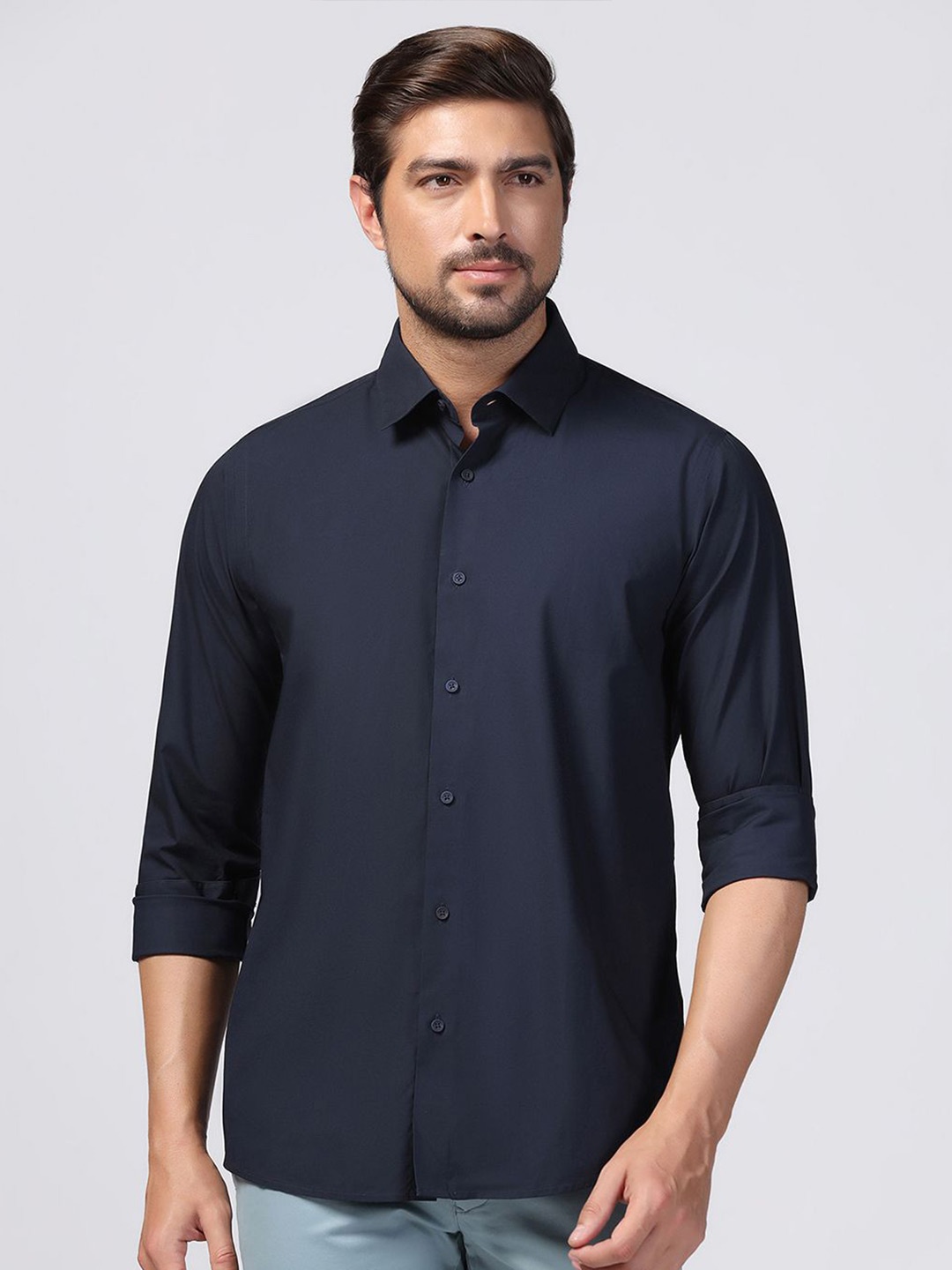 

Blackberrys Men Slim Fit Opaque Casual Shirt, Navy blue