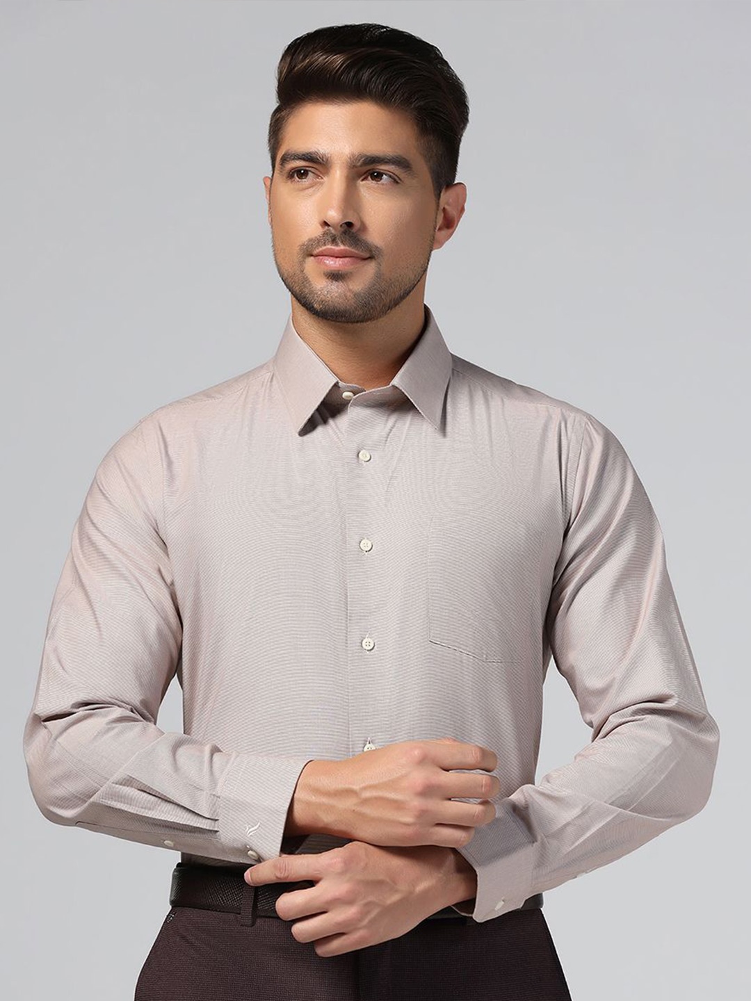 

Blackberrys Men Slim Fit Spread Collar Casual Shirt, Beige