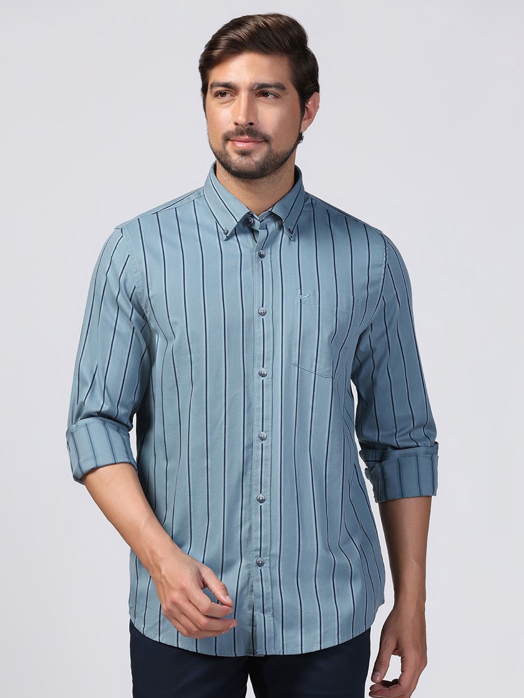 

Blackberrys Men Slim Fit Striped Casual Shirt, Blue