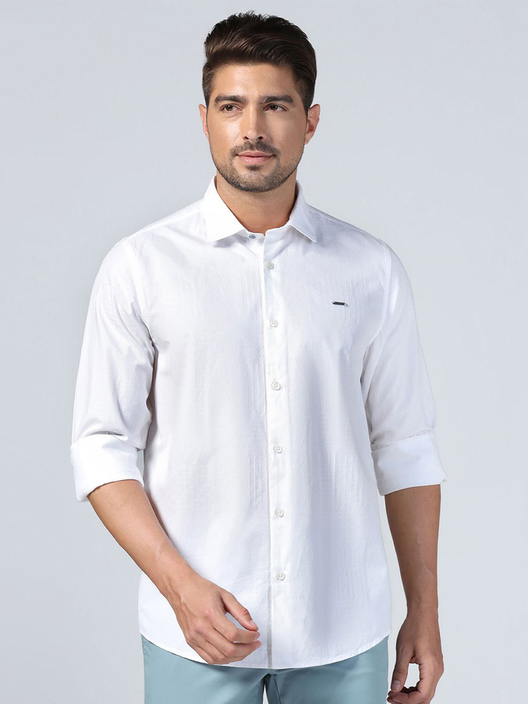

Blackberrys Men Solid Slim Fit Opaque Casual Shirt, White