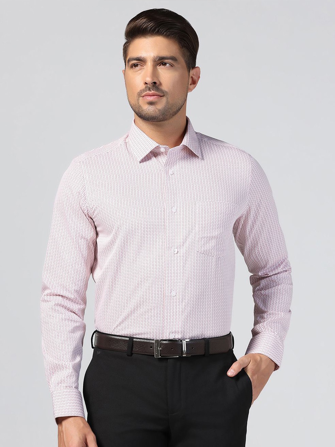 

Blackberrys Men Slim Fit Cotton Micro Ditsy Printed Casual Shirt, Pink