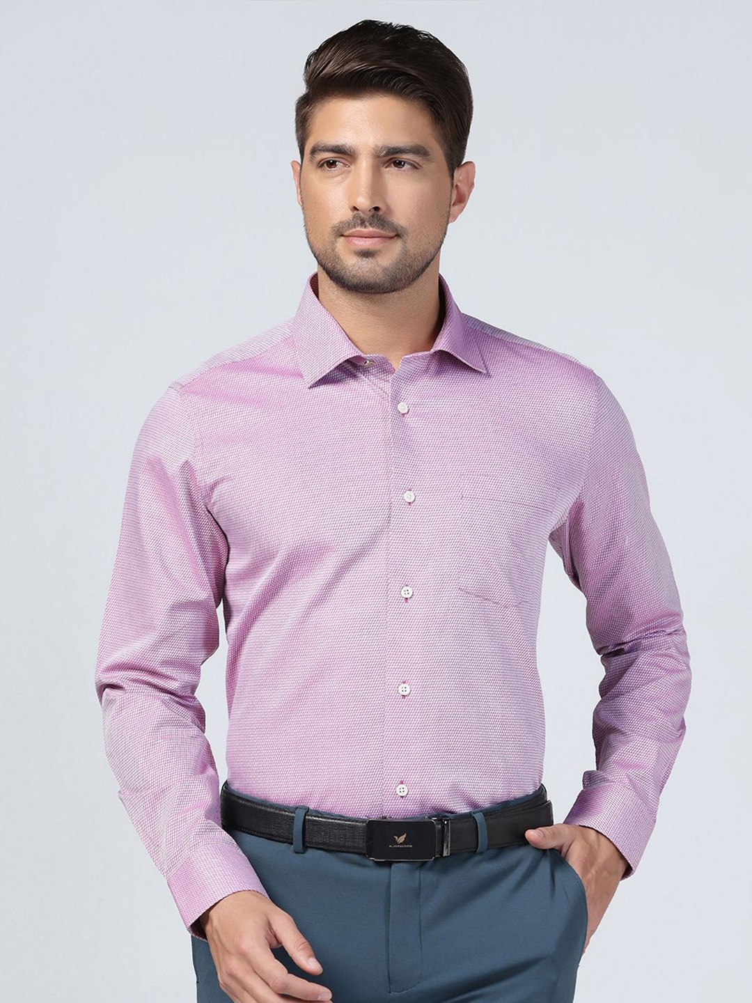 

Blackberrys Men Self Design Slim Fit Opaque Casual Shirt, Pink