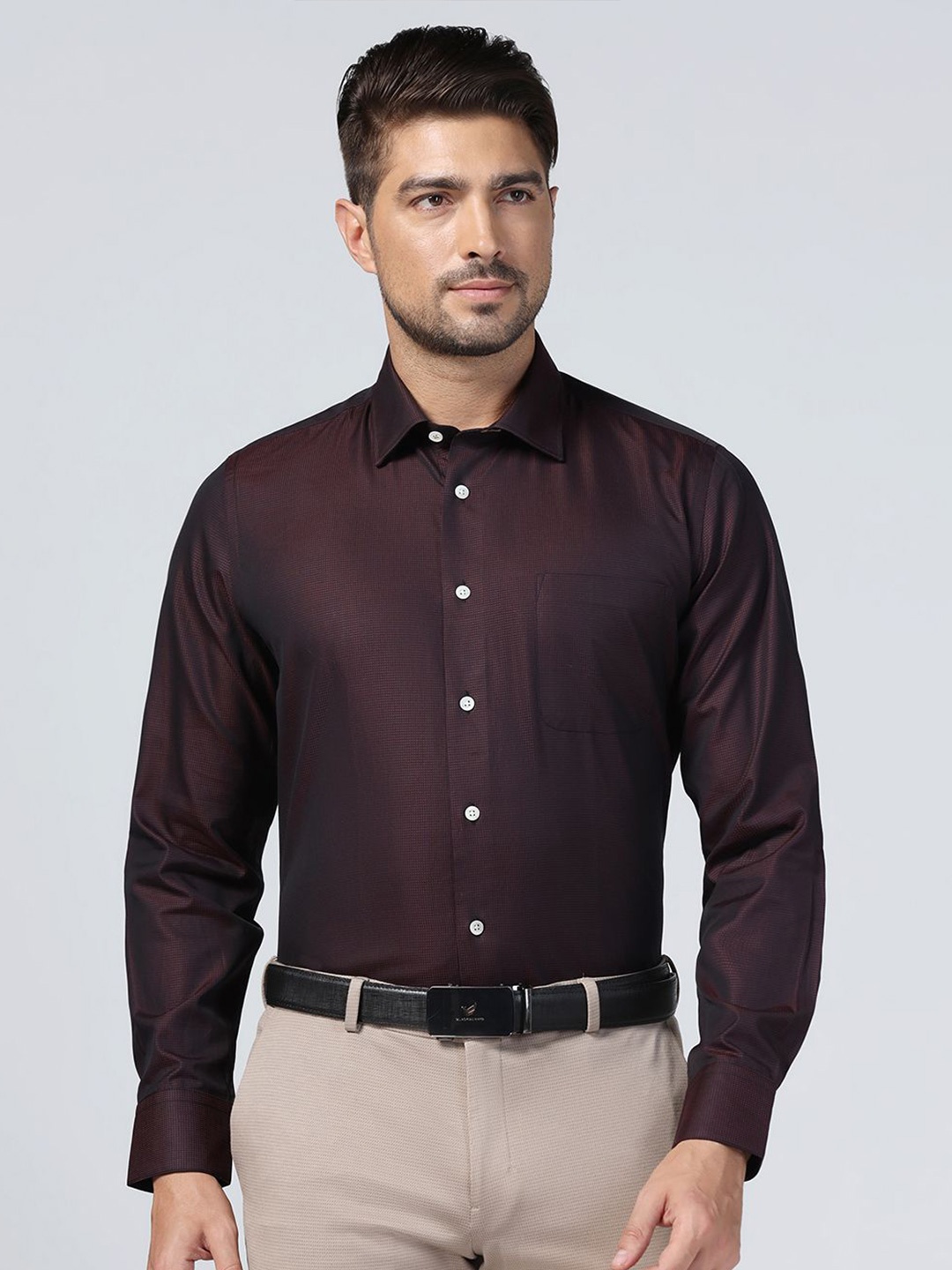 

Blackberrys Men Luxe Slim Fit Formal Shirt, Maroon