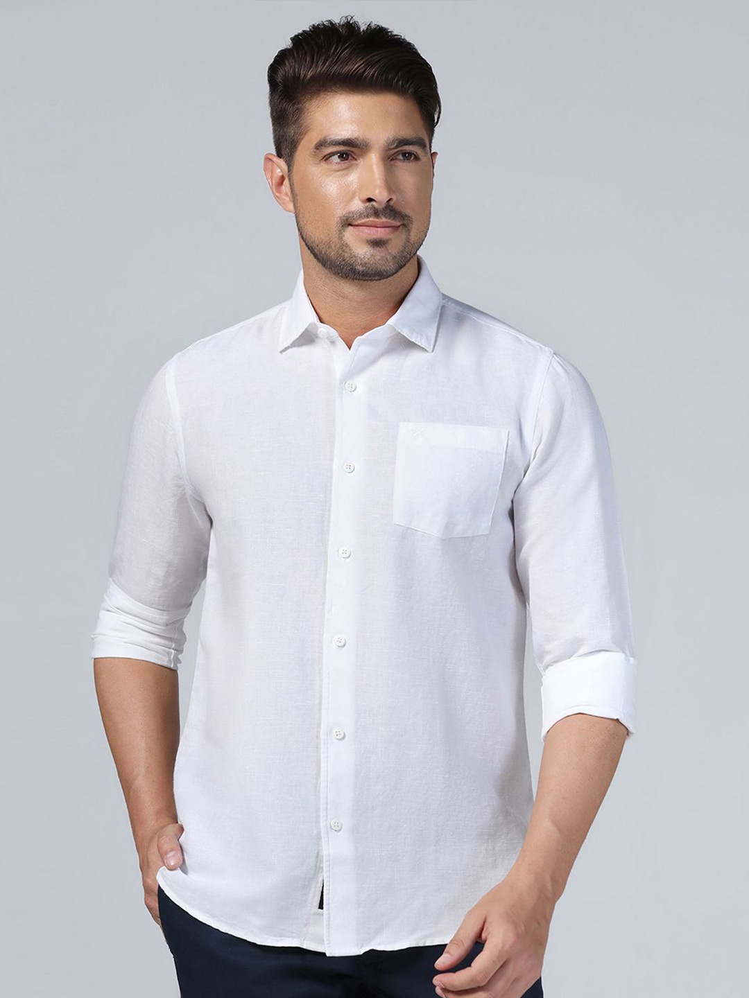 

Blackberrys Men Spread Collar Slim Fit Casual Shirt, White